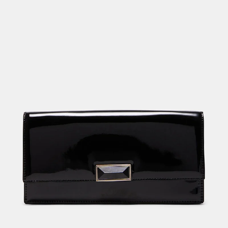 Sequined clutch in a metallic color for a party lookBMODEL BLACK PATENT