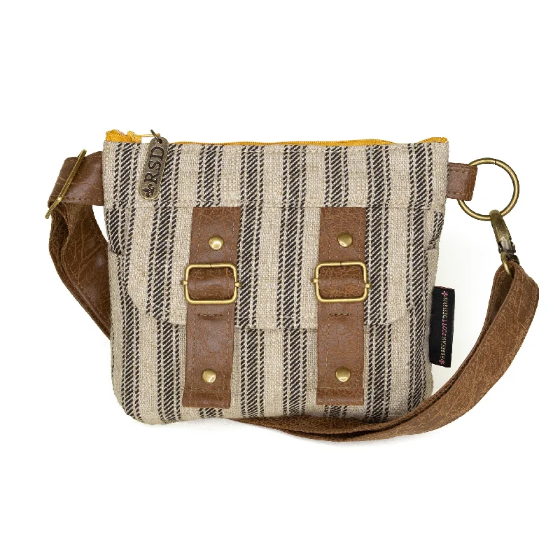 Faux fur crossbody bag with a soft and fluffy texture for winterBrittany: Ticking Stripe