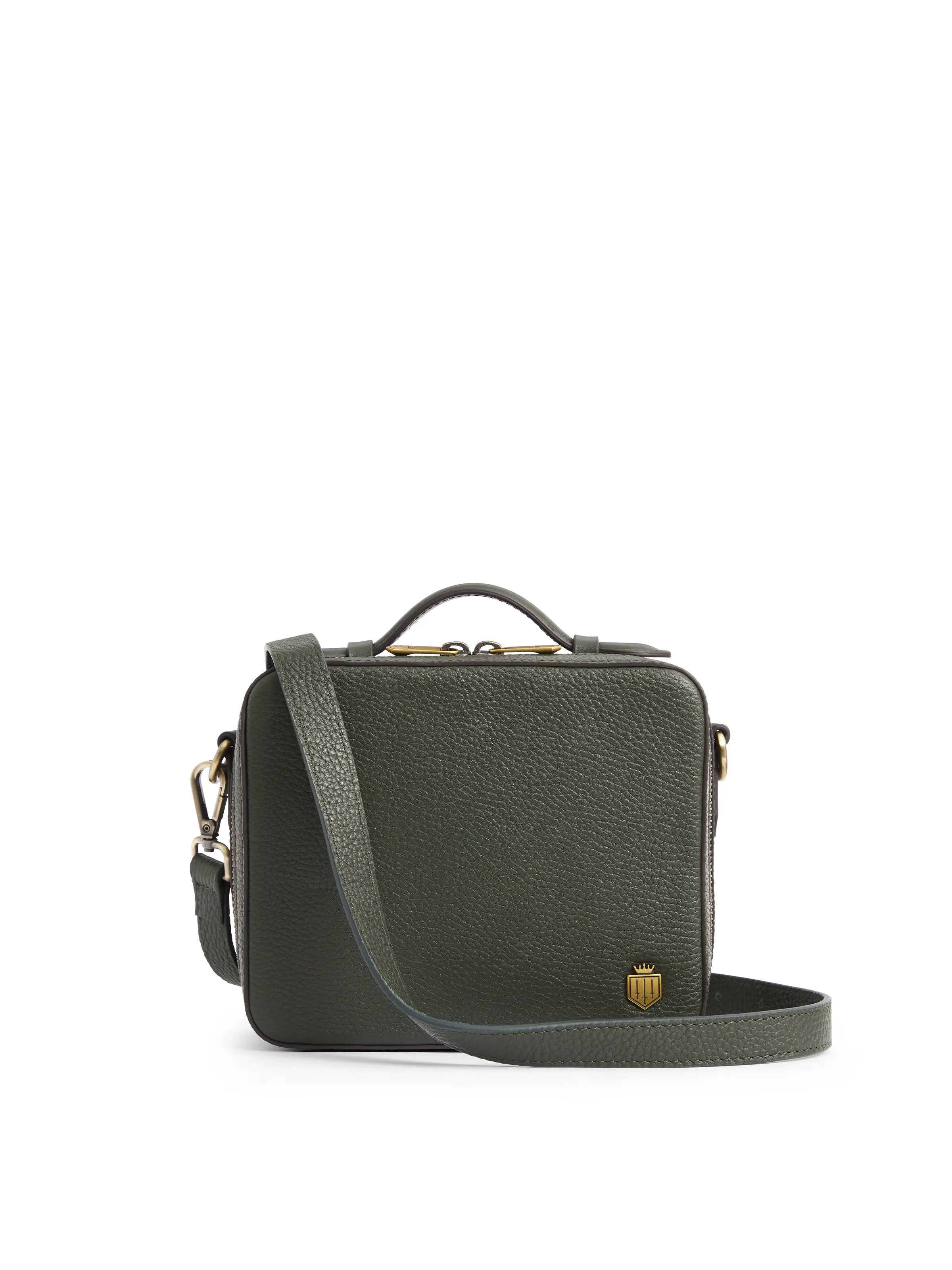 Plus - size crossbody bag with a roomy interior for carrying essentialsBuckingham - Moss Green Leather Plus - size crossbody bag with a roomy interior for carrying essentialsBuckingham - Moss Green Leather