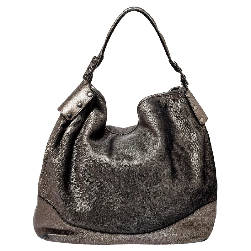 Burberry  Silver Leather Large Hobo