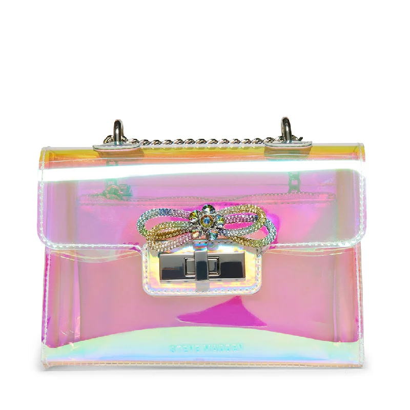 Metallic leather evening bag with a textured finishBVALANCE PINK MULTI