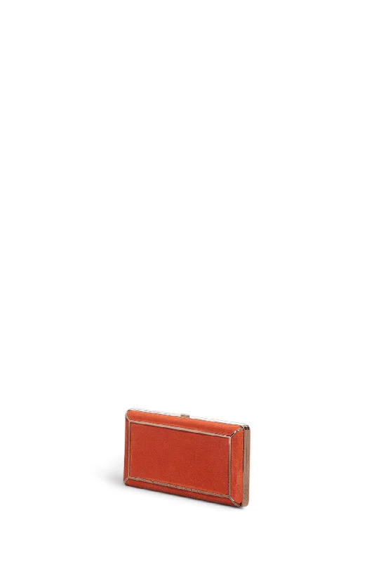 Crystal - encrusted clutch for a red - carpet eventCallas Clutch in Orange Suede