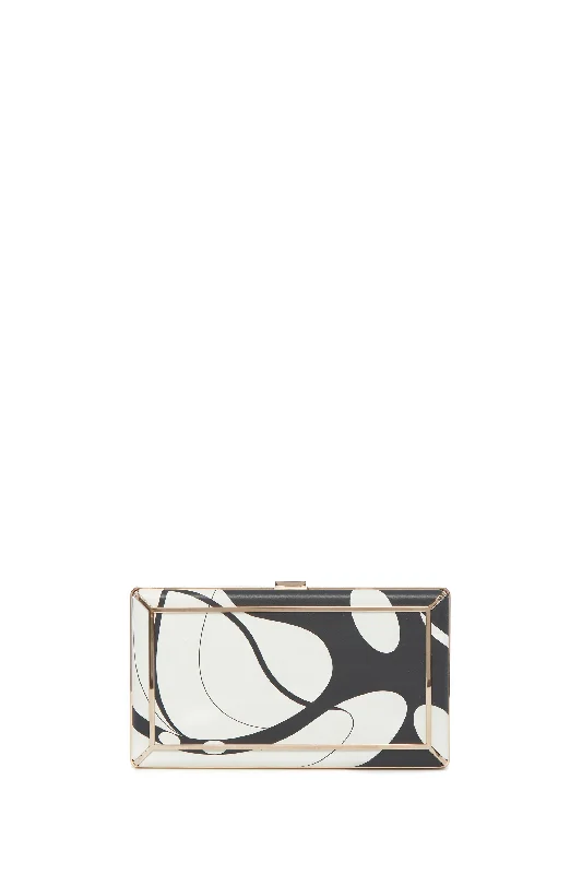 Floral - printed clutch for a spring or summer eveningCallas Clutch in Black & Ivory Nappa Leather Floral - printed clutch for a spring or summer eveningCallas Clutch in Black & Ivory Nappa Leather