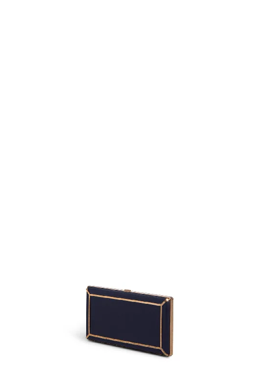 Miniature evening bag with a fold - over clasp for a compact optionCallas Clutch in Navy Nappa Leather Miniature evening bag with a fold - over clasp for a compact optionCallas Clutch in Navy Nappa Leather