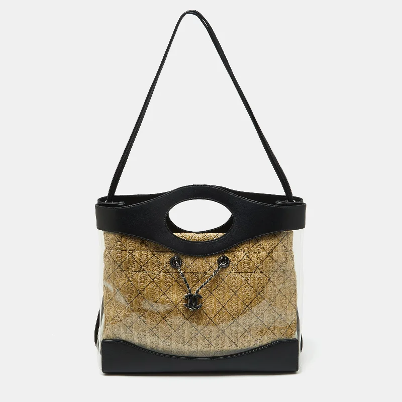 Chanel Black Leather And Pvc 31 Shopping Bag
