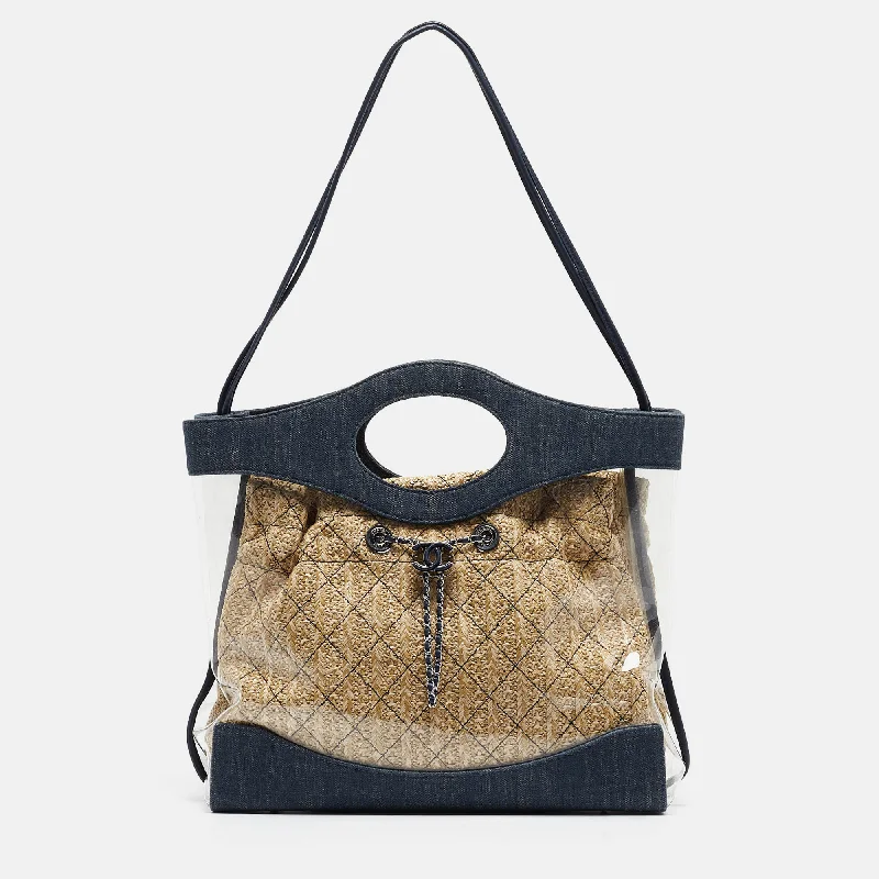 Chanel Navy Pvc And Denim 31 Shopping Bag