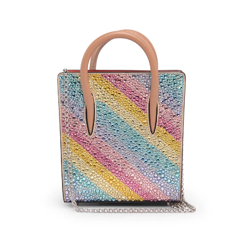 Two - tone clutch with a contrast color lining for added styleChristian Louboutin Rainbow Strass Crystal Nano Paloma Tote Two - tone clutch with a contrast color lining for added styleChristian Louboutin Rainbow Strass Crystal Nano Paloma Tote