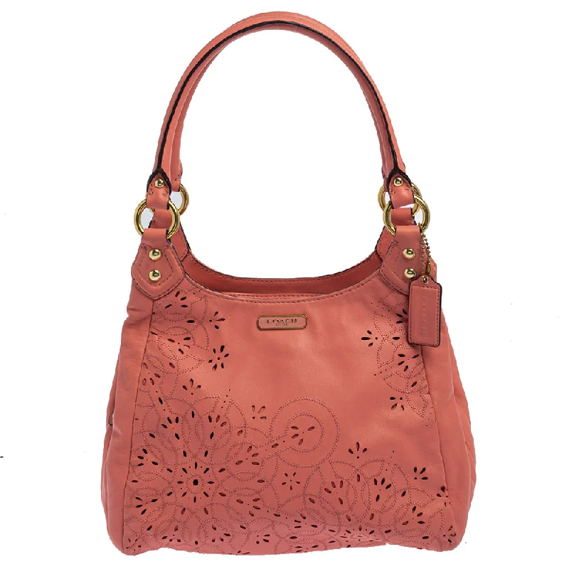 Coach Leather Floral Laser Cut Hobo