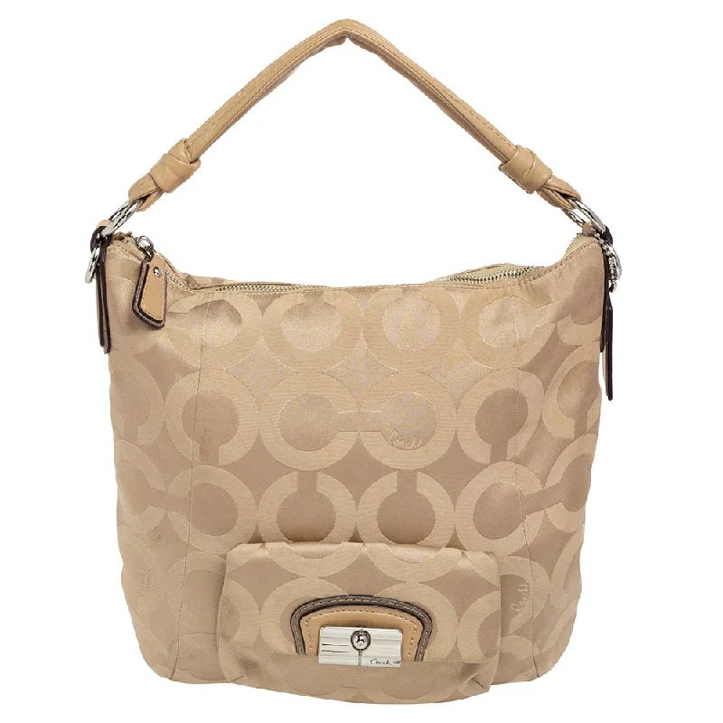 Coach  Signature Canvas And Leather Hobo