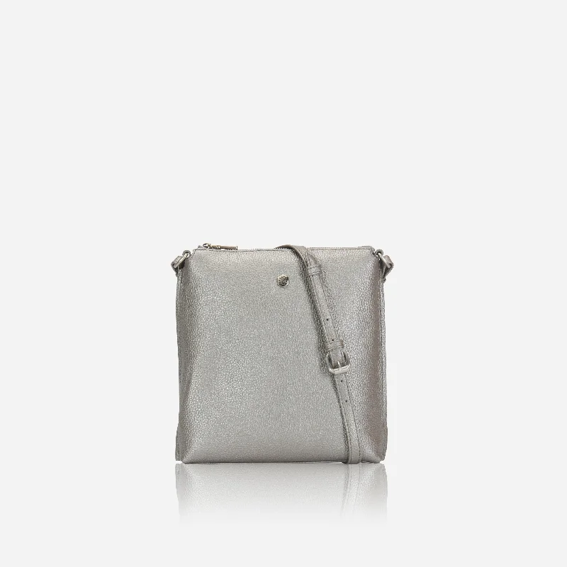 Leatherette crossbody bag with a quilted pattern for a sophisticated lookOsaka Essentials Crossbody Bag, Metallic Silver Leatherette crossbody bag with a quilted pattern for a sophisticated lookOsaka Essentials Crossbody Bag, Metallic Silver