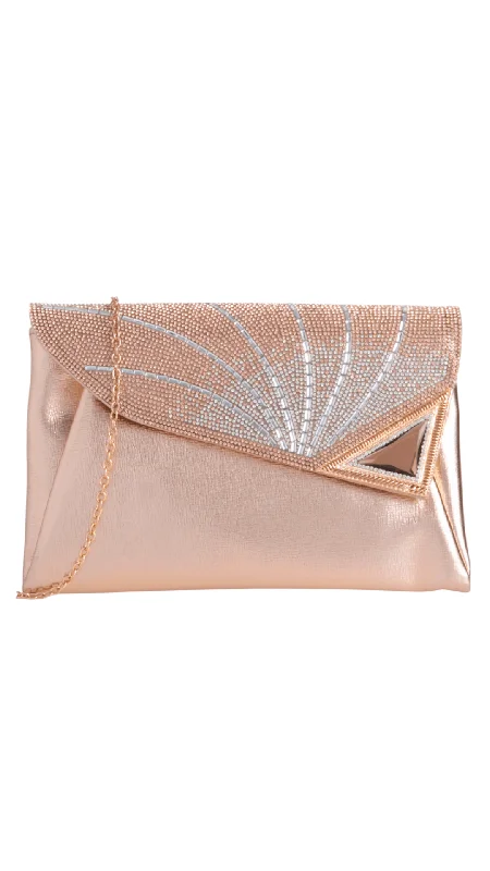 Patent leather clutch with a modern, minimalist designRia Clutch- Rose Gold