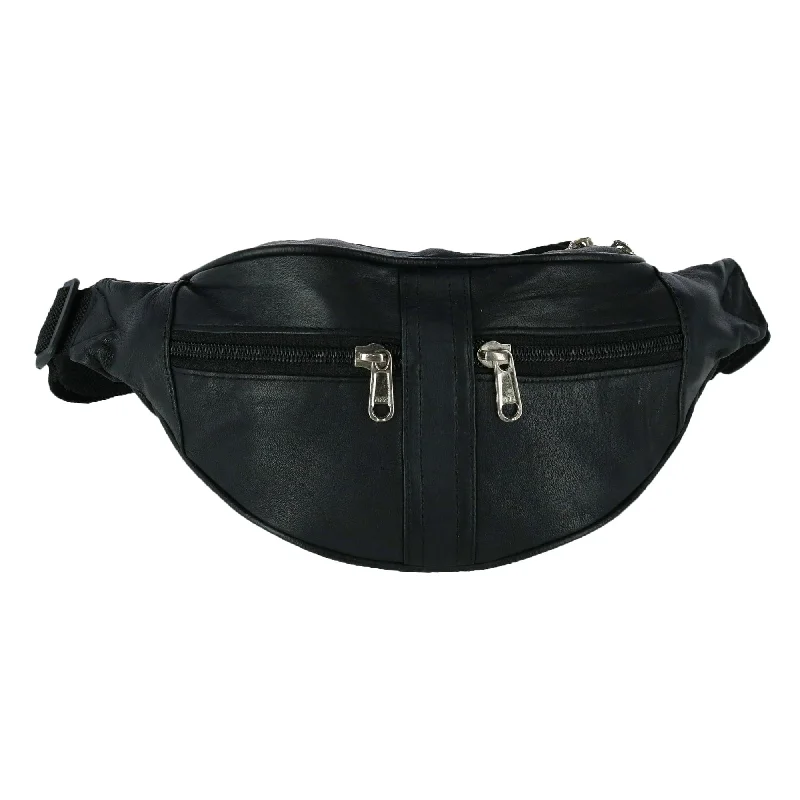 CTM® Genuine Leather Multi Pocket Waist Pack