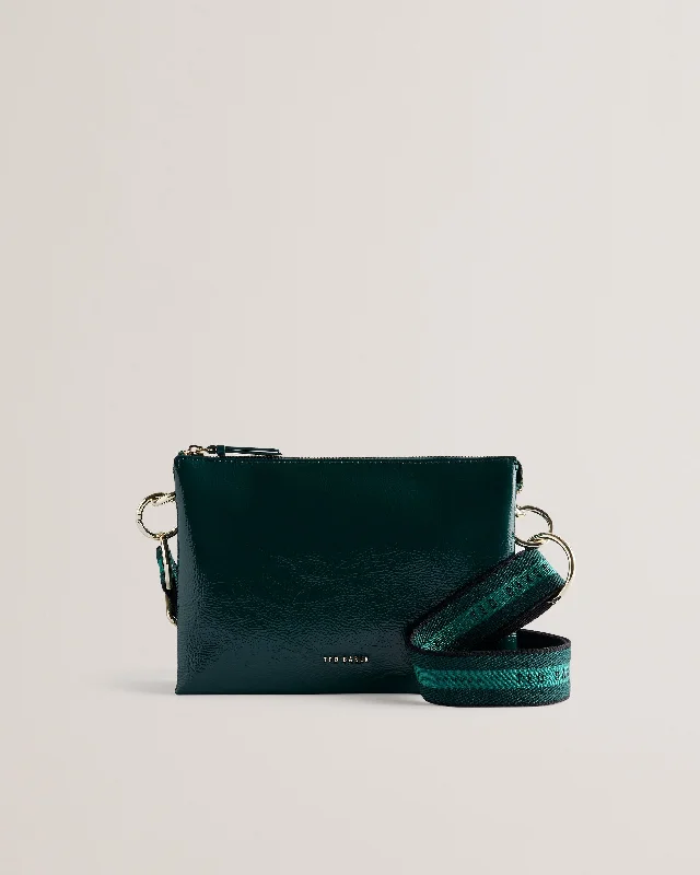 Canvas crossbody bag with a patchwork design for a casual and artsy feelDawcey Webbing Leather Crinkle Crossbody Bag Mid-Green Canvas crossbody bag with a patchwork design for a casual and artsy feelDawcey Webbing Leather Crinkle Crossbody Bag Mid-Green