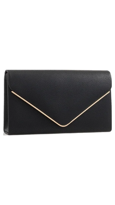Clutch with a built - in mirror and compact for on - the - go touch - upsDonna Clutch- Black