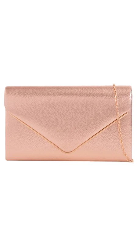 Clutch with a built - in mirror and compact for on - the - go touch - upsDonna Clutch- Champagne
