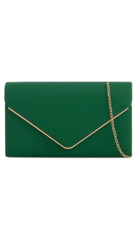 Clutch with a built - in mirror and compact for on - the - go touch - upsDonna Clutch- Green