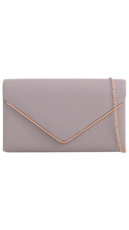Two - tone clutch with a contrast color lining for added styleDonna Clutch- Grey
