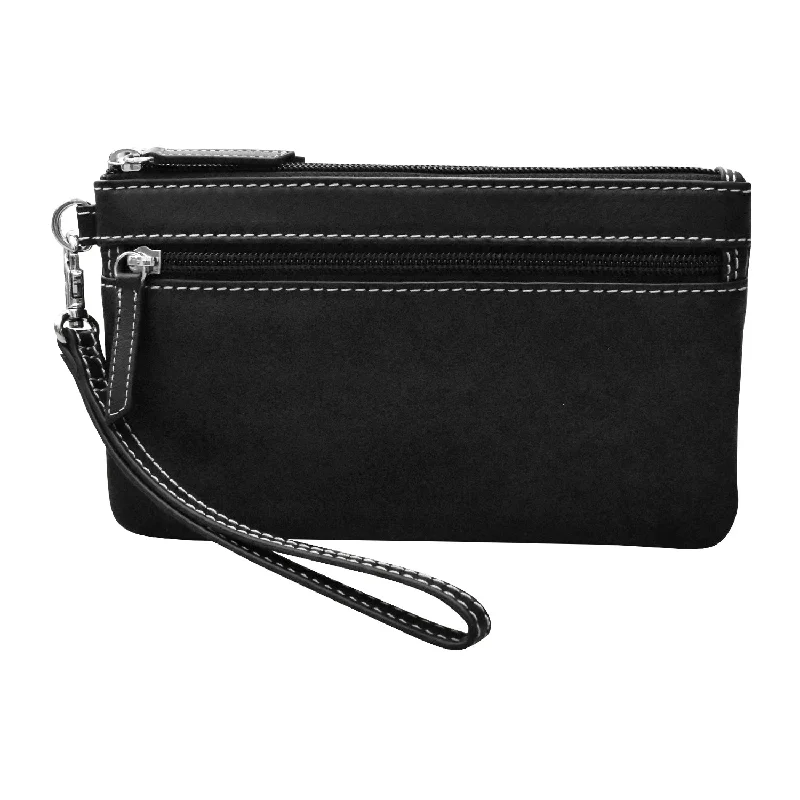 Patent leather clutch with a modern, minimalist designDouble Zip Clutch with Wrist Strap Patent leather clutch with a modern, minimalist designDouble Zip Clutch with Wrist Strap