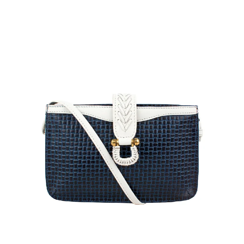 Metallic leather evening bag with a textured finishEE FRIEDA W3 SLING WALLET