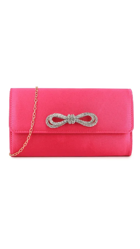 Fur - trimmed evening bag for a luxurious winter eventEllen Clutch- Fuchsia