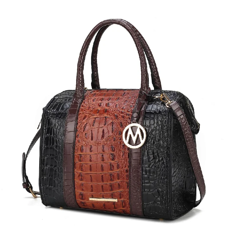 Ember Faux Crocodile-Embossed Vegan Leather Women’s Large Satchel Handbag