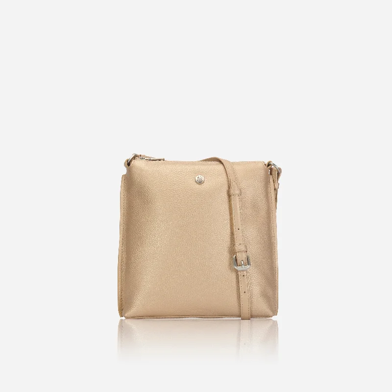Metallic crossbody bag with a glittery finish for evening partiesOsaka Essentials Crossbody Bag, Metallic Gold Metallic crossbody bag with a glittery finish for evening partiesOsaka Essentials Crossbody Bag, Metallic Gold
