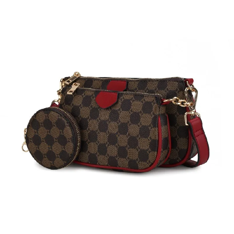 Silk crossbody bag with a delicate print for a feminine touchEvanna 3 pcs Crossbody Handbag 3 pieces set