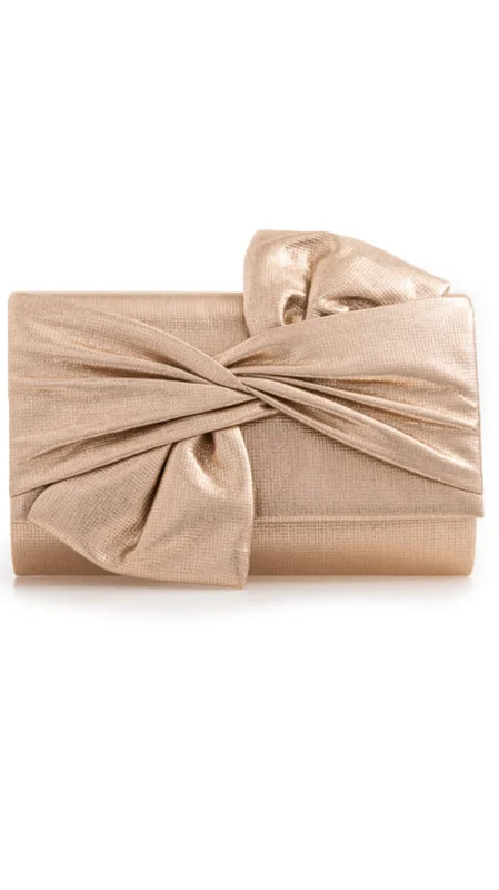 Two - tone clutch with a contrast color lining for added styleEve Clutch- Gold