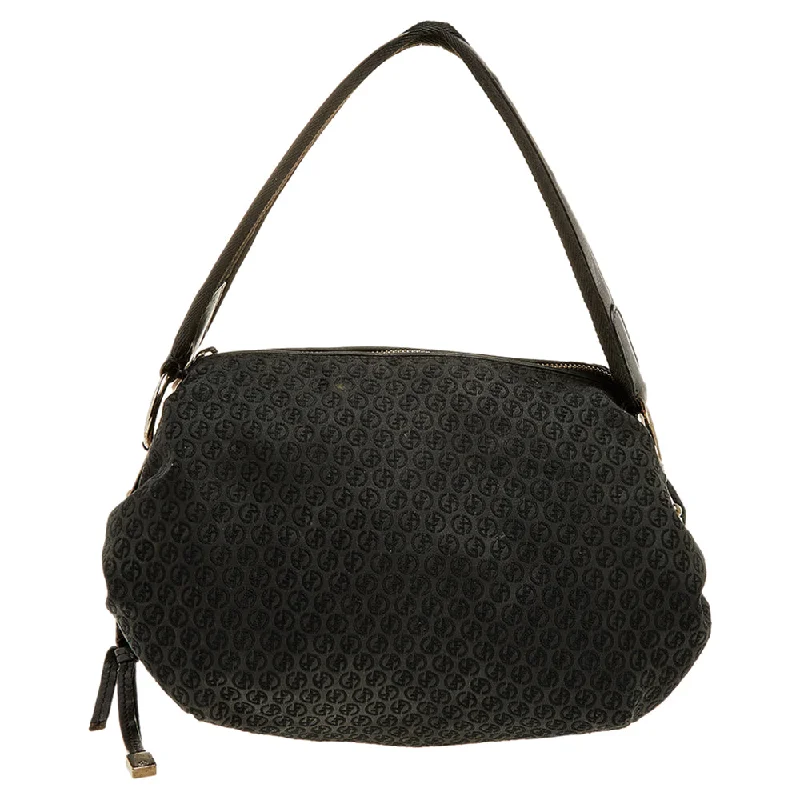 Giorgio Armani  Signature Canvas And Leather Shoulder Bag