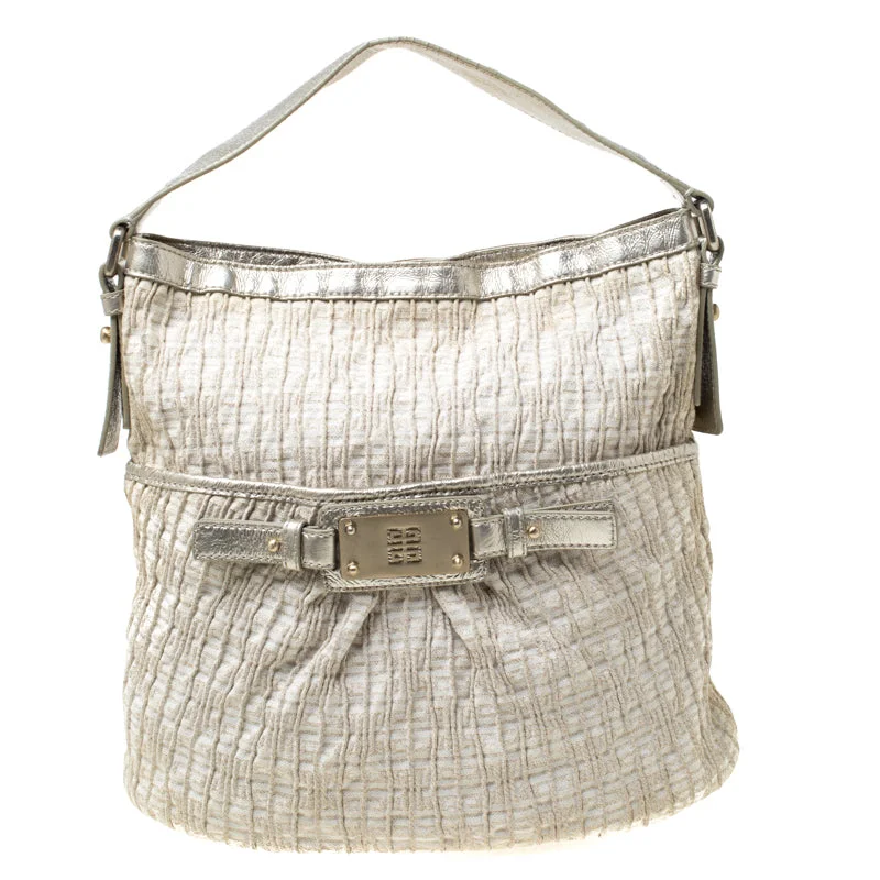 Givenchy  Shimmering Canvas And Leather Trim Hobo
