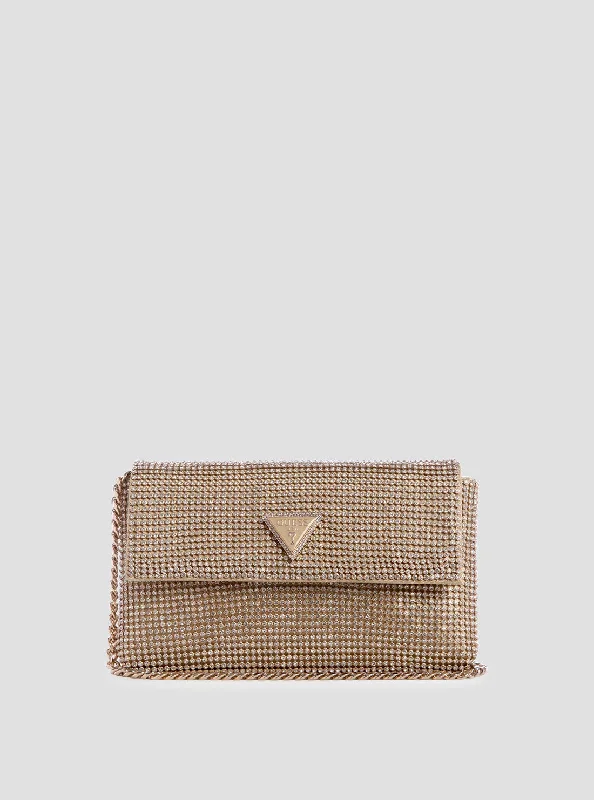 Patent leather clutch with a modern, minimalist designGold Zalina Clutch Bag