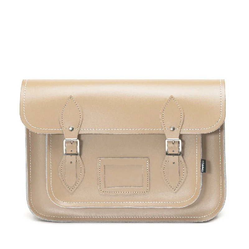 Handmade Leather Satchel - Iced Coffee