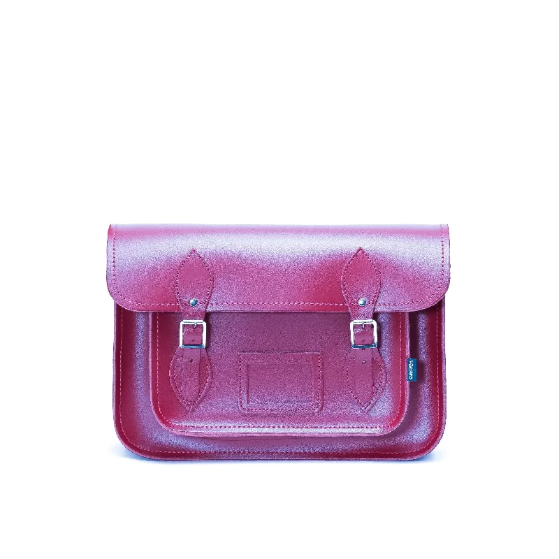 Handmade Leather Satchel - Magenta
