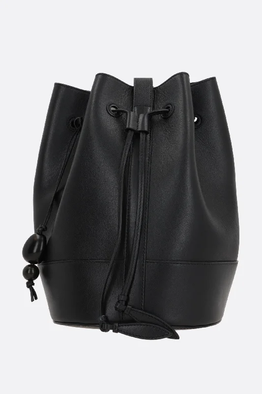 Women's leather crossbody bag with a tassel charm for a bohemian styleextra large bucket bag in nappa Women's leather crossbody bag with a tassel charm for a bohemian styleextra large bucket bag in nappa