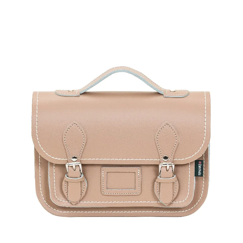Leather Midi Satchel - Iced Coffee