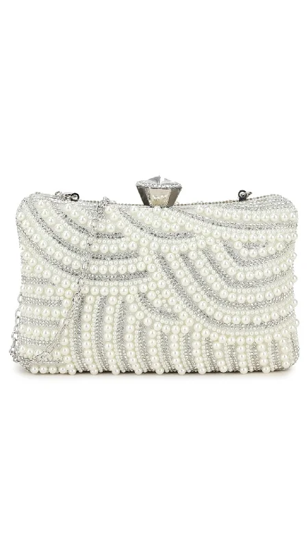Fur - trimmed evening bag for a luxurious winter eventJune Clutch- White
