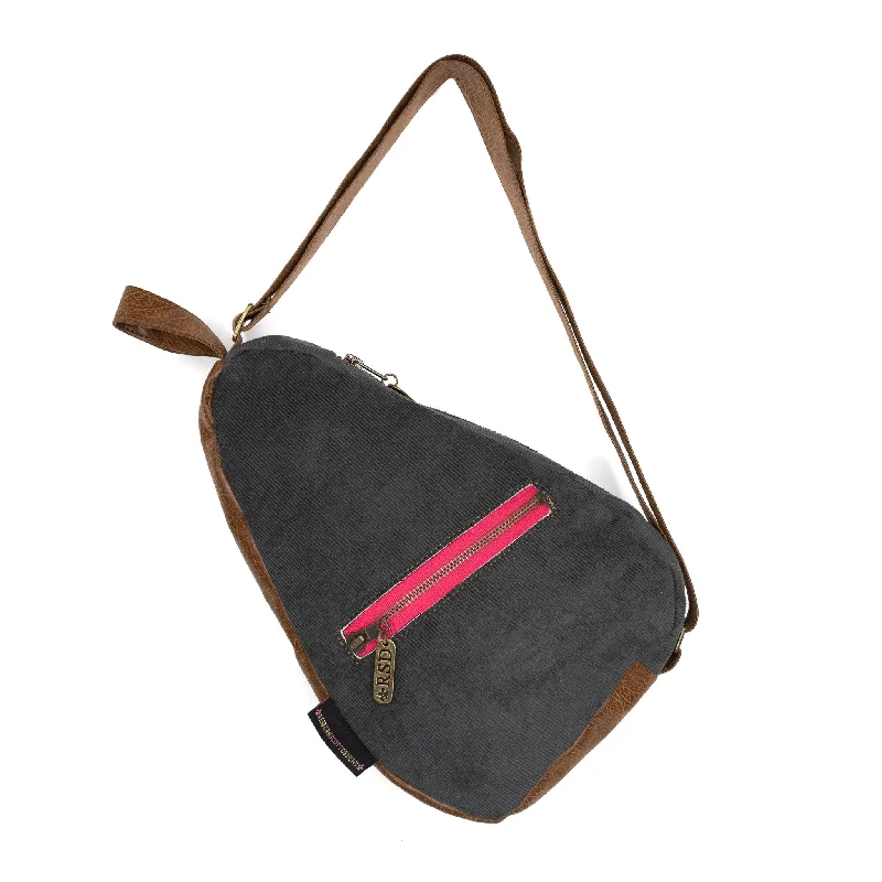 Crossbody bag with a magnetic snap closure for quick accessKatie Premier: Oregano Corduroy