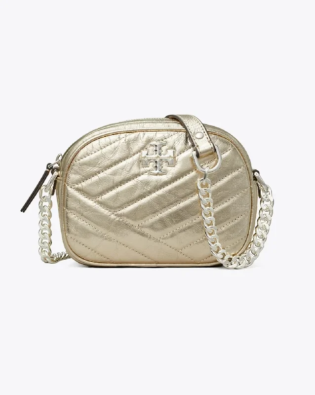 Crossbody bag with a detachable strap for easy customizationKira Chevron Metallic Small Camera Bag