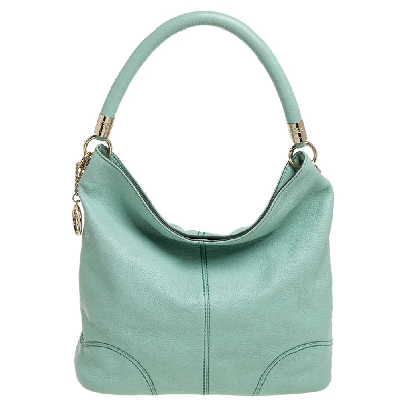Lancel Mint Grained Leather Flair Hobo