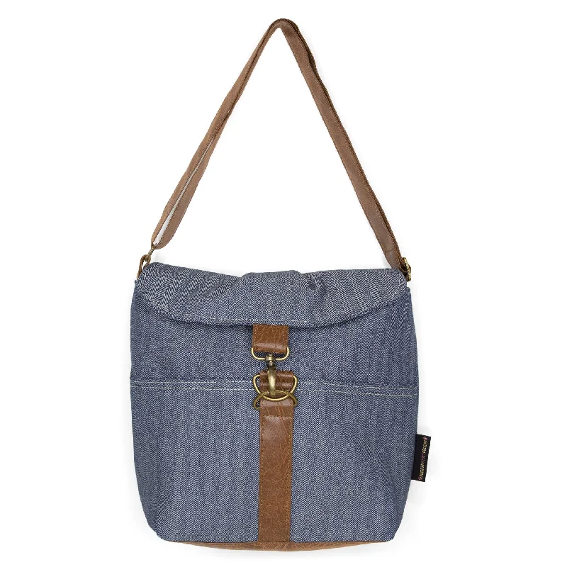 Waterproof crossbody bag with a zippered closure for outdoor adventuresLaura Premier: Blue Herringbone Waterproof crossbody bag with a zippered closure for outdoor adventuresLaura Premier: Blue Herringbone