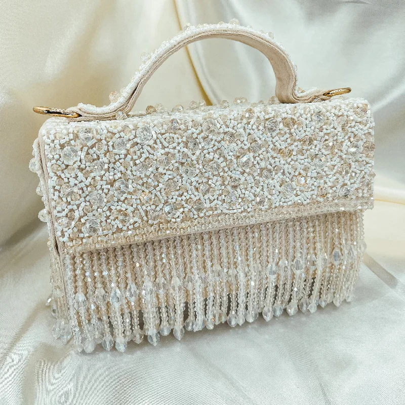 Lace - covered clutch for a romantic and feminine lookLAURA Sling Bag (White)