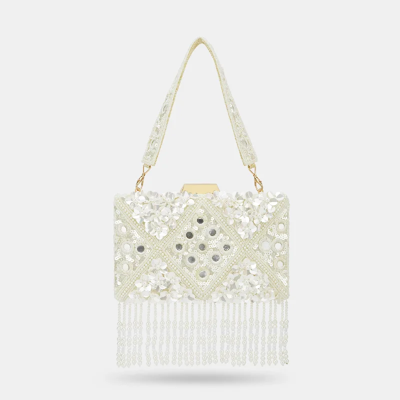 Lace - covered clutch for a romantic and feminine lookLavie Luxe Flower White Medium Women's Clutch Lace - covered clutch for a romantic and feminine lookLavie Luxe Flower White Medium Women's Clutch