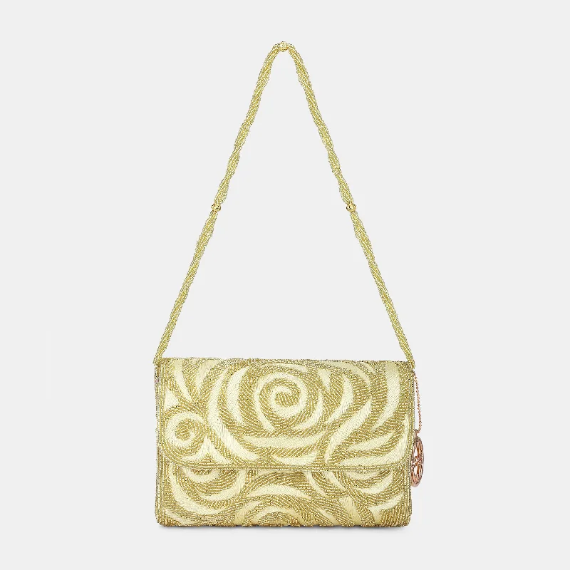 Vintage - style beaded evening bag with an art - deco patternLavie Luxe Gemmy Gold Medium Women's Flap Clutch Vintage - style beaded evening bag with an art - deco patternLavie Luxe Gemmy Gold Medium Women's Flap Clutch