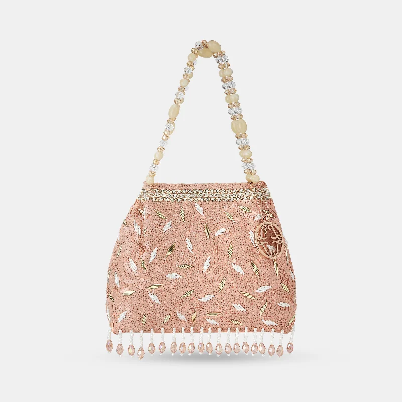 Floral - printed clutch for a spring or summer eveningLavie Luxe Crown Rose Gold Medium Women's Potli Floral - printed clutch for a spring or summer eveningLavie Luxe Crown Rose Gold Medium Women's Potli