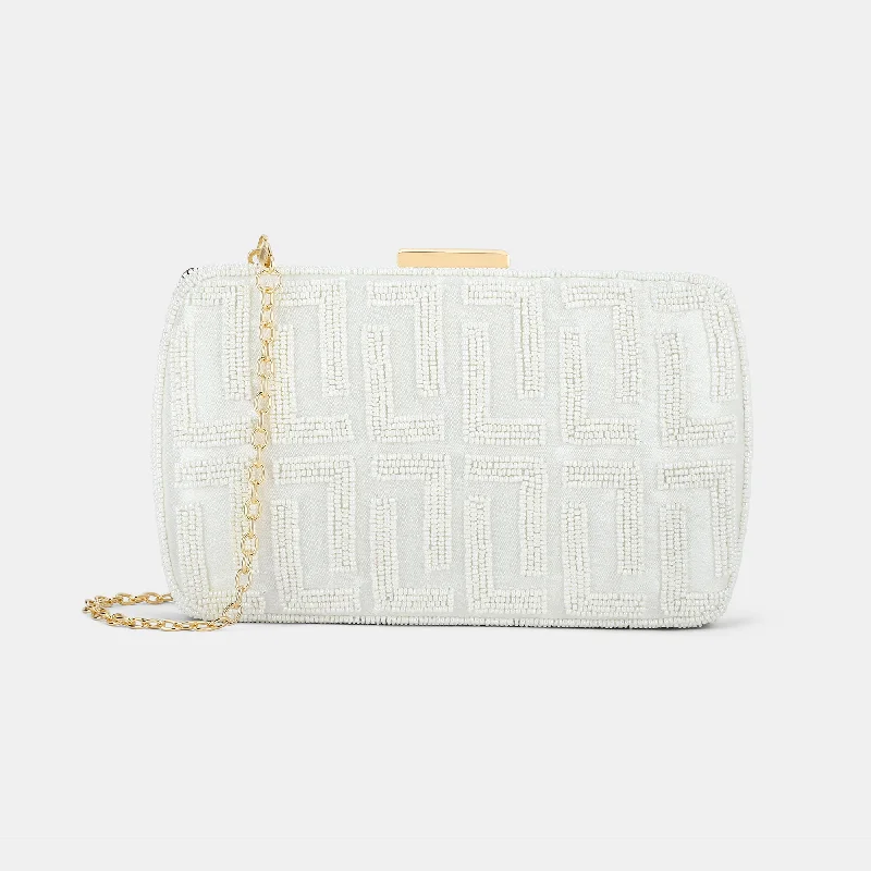 Miniature evening bag with a fold - over clasp for a compact optionLavie Luxe Gemmy White Medium Women's Frame Clutch Miniature evening bag with a fold - over clasp for a compact optionLavie Luxe Gemmy White Medium Women's Frame Clutch