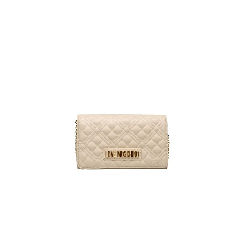 Plus - size crossbody bag with a roomy interior for carrying essentialsLove Moschino Beige Polyethylene Women Crossbody Bag