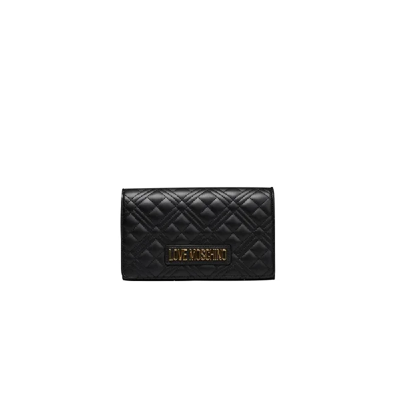 Lightweight nylon crossbody bag with a floral print for spring outingsLove Moschino "Black Polyethylene Women Crossbody Bag"