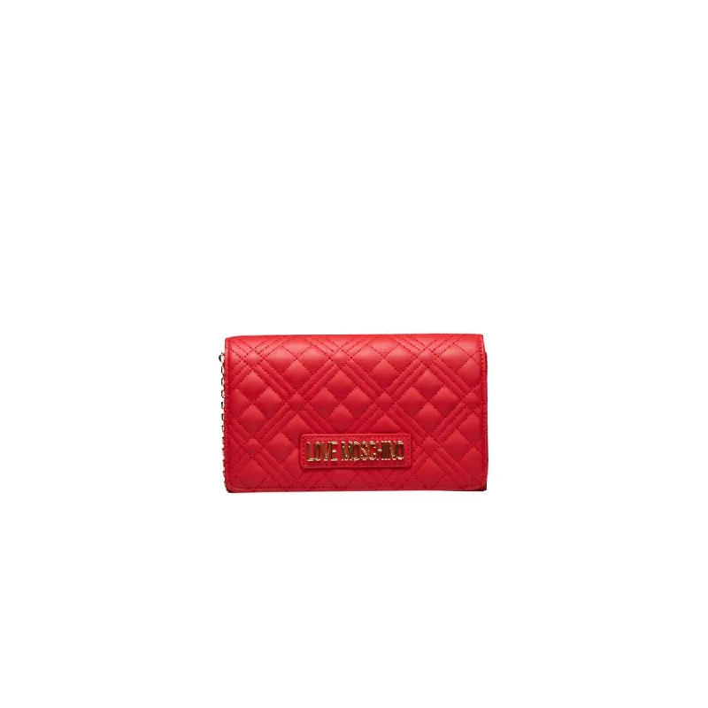Crossbody bag with a hidden anti - theft pocket for securityLove Moschino Red Polyethylene Women Crossbody Bag