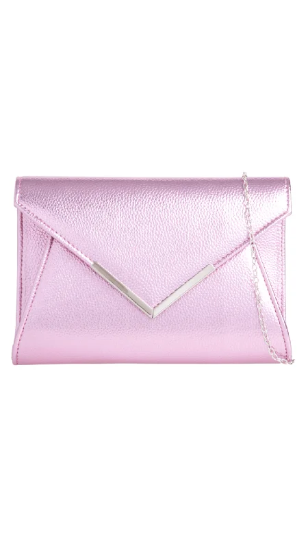 Crystal - encrusted clutch for a red - carpet eventLucy Clutch- Pink Metallic