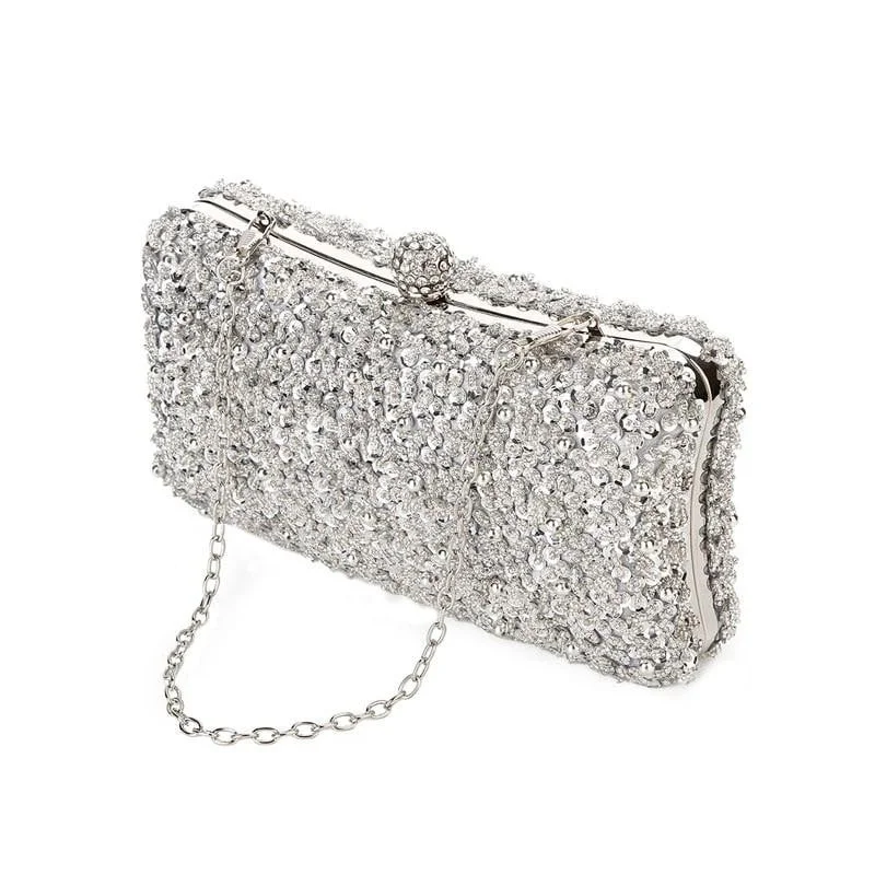 Mother - of - pearl clutch with a delicate sheenLuxy Moon Beaded Evening Bag Diamonds Clutch Mother - of - pearl clutch with a delicate sheenLuxy Moon Beaded Evening Bag Diamonds Clutch